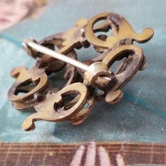 relisted -Antique 1800s opal pin Victorian gold tone - Picture 11 of 11